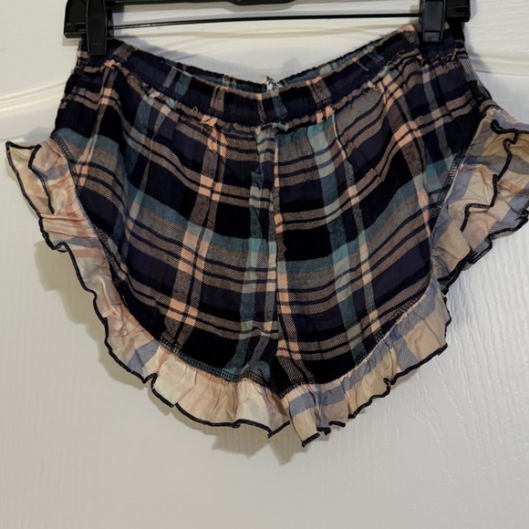 Free People Blue Plaid Ruffle Sleep Shorts - Picture 5 of 5